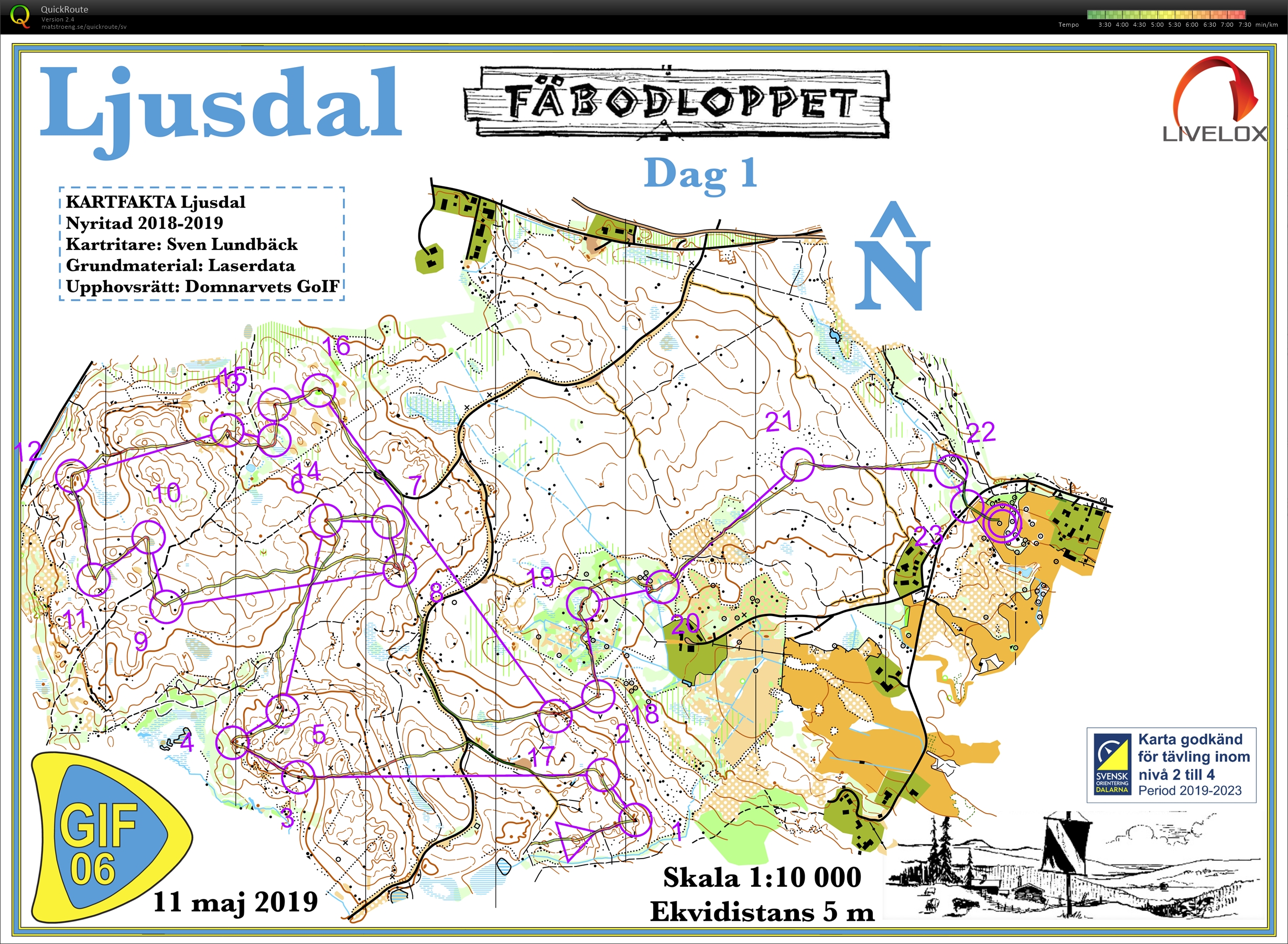 Fäbodloppet, dag 1 (2019-05-11)
